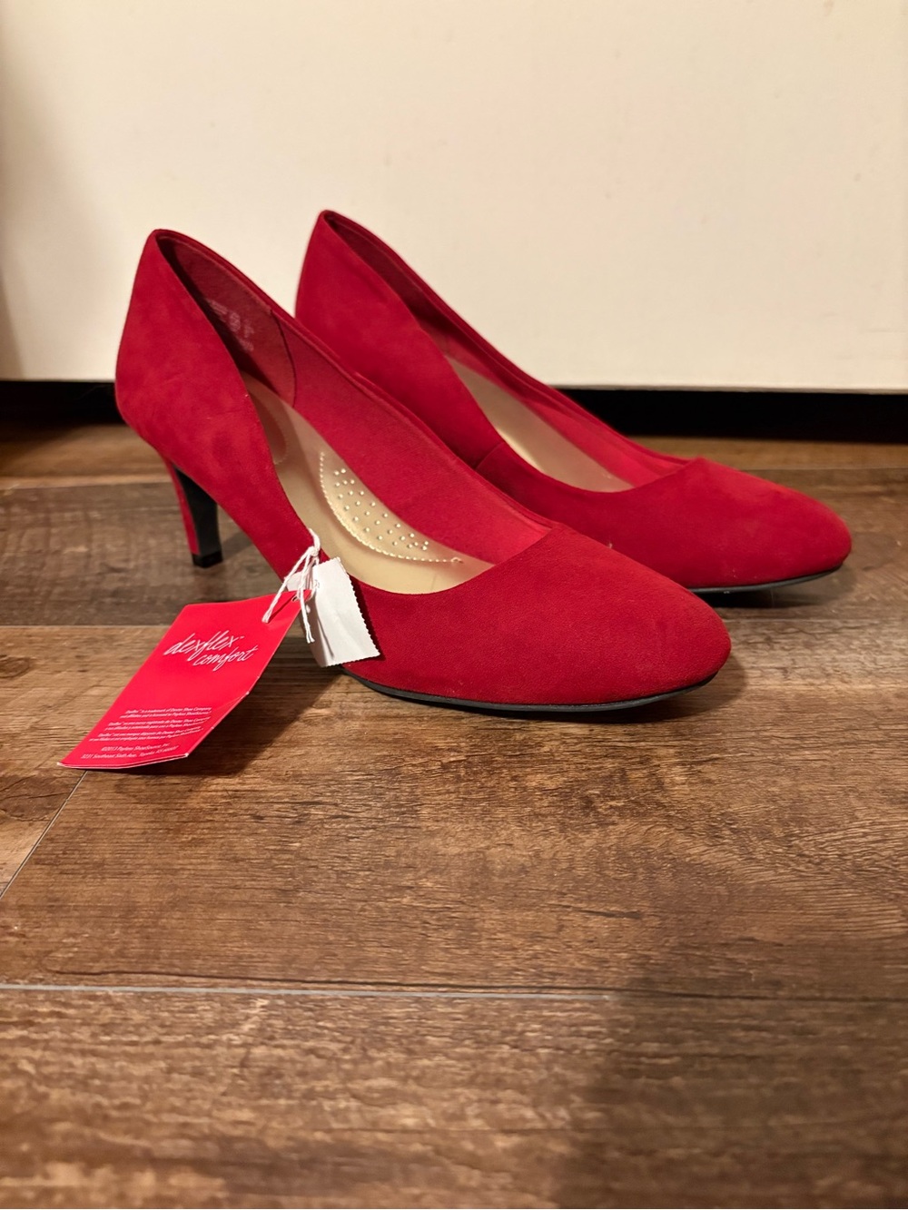 dexflex comfort Red Suede Mid-Heel Pumps for Women